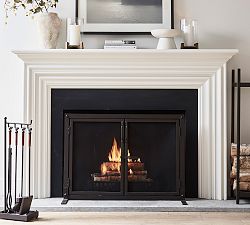 Industrial 44" Fireplace Screen with Doors
