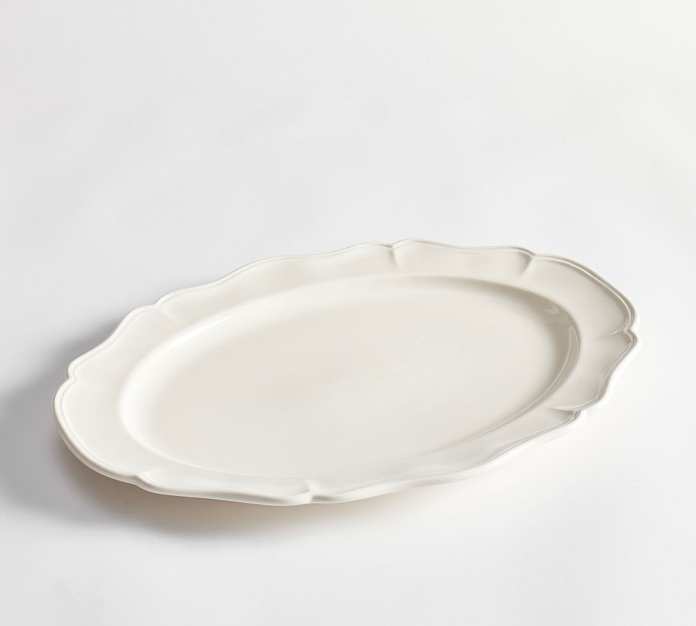 Heirloom Stoneware Oval Serving Platter - LARGE - White