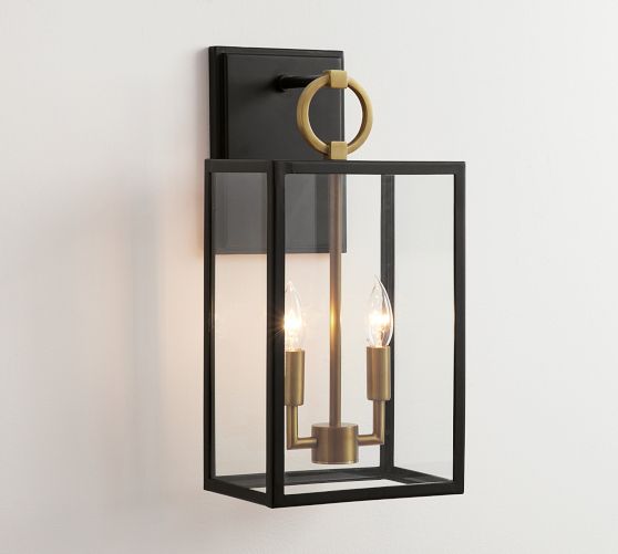 Manor Outdoor Glass & Iron Sconce (19'')
