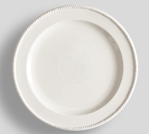 Heirloom Rope Rim Stoneware Dinner Plates, Set of 4 - White