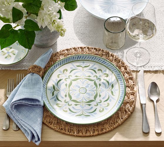 Chambray Tile Stoneware Dinner Plates - Set of 4 by Pottery Barn