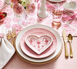 Heart Block Print Stoneware Appetizer Plates - Set of 4