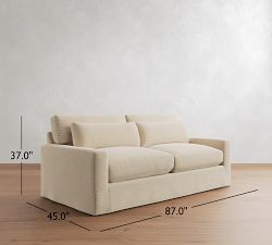 PB Comfort Modern Square Arm Deep Seat Slipcovered Sofa (62"&ndash;118")