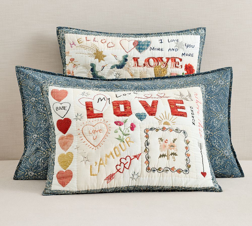 Devin Embroidered Love Quilted Sham by Pottery Barn