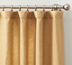 Open Box: Belgian Flax Linen Curtain, 100"W x 108"L - Gold Harvest