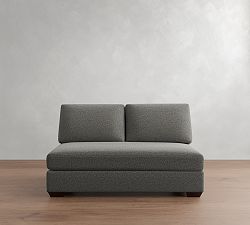 Open Box: Big Sur Armless Loveseat with Bench Cushion - Heathered Chenille Charcoal, Espresso