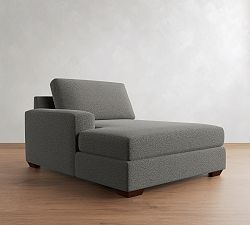 Open Box: Big Sur Square Arm Upholstered Left Wide Chaise - Heathered Chenille Charcoal, Espresso
