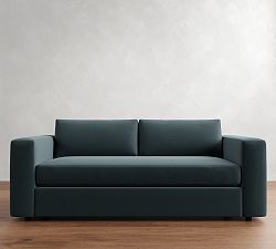 Open Box: Carmel Square Arm Sleeper Sofa with Bench Cushion - Performance Suede Navy, Espresso