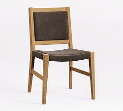 Open Box: Tatum Leather Side Chair - Gravel Graphite, Seadrift Finish