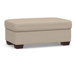 Open Box: York Upholstered Ottoman-And-A-Half  - Performance Heathered Basketweave Oatmeal, Espresso
