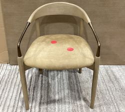 Open Box: Laguna Leather Dining Armchair - Keystone Sandstone, Seadrift