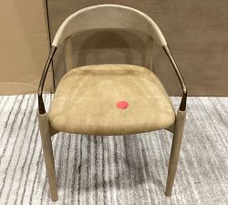 Open Box: Laguna Leather Dining Armchair - Keystone Sandstone, Seadrift