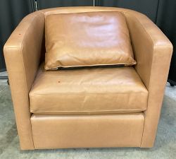 Open Box: Ayden Barrel Arm Leather Swivel Chair (32") - Churchfield Camel