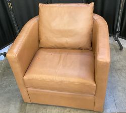Open Box: Ayden Barrel Arm Leather Swivel Chair (32") - Churchfield Camel