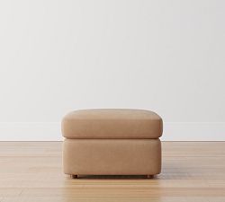 Open Box: Ayden Leather Ottoman - Nubuck Wheat