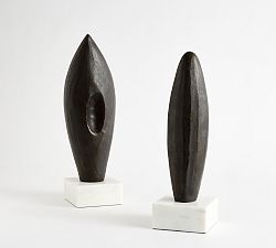 Open Box: Bronze Sculpted Objects, Set of 2 - Natural White, Antique Bronze