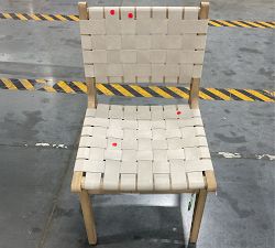 Open Box: Fenton Leather Dining Side Chair - Statesville Pebble, Seadrift