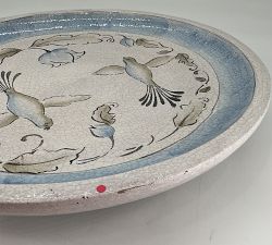 Open Box: Handcrafted Bird Print Large Pedestal Bowl (14" Diam)