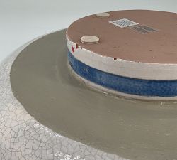 Open Box: Handcrafted Bird Print Large Pedestal Bowl (14" Diam)