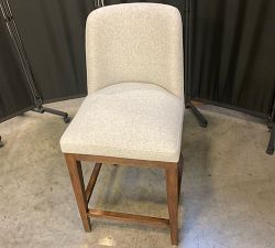 Open Box: Layton Upholstered Counter Stool (25.5") - Performance Heathered Basketweave Dove, Vintage Amber