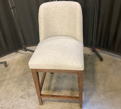 Open Box: Layton Upholstered Counter Stool (25.5") - Performance Heathered Basketweave Dove, Vintage Amber