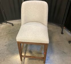Open Box: Layton Upholstered Counter Stool (25.5") - Performance Heathered Basketweave Dove, Vintage Amber