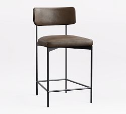 Open Box: Maison Leather Counter Stool (24") - Vintage Cocoa, Antique Bronze