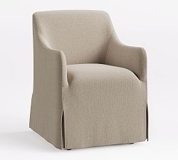 Open Box: Maxine Slope Slipcovered Dining Armchair - Performance Rustic Linen Parchment