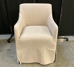 Open Box: Maxine Slope Slipcovered Dining Armchair - Performance Rustic Linen Parchment
