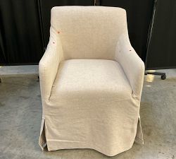 Open Box: Maxine Slope Slipcovered Dining Armchair - Performance Rustic Linen Parchment