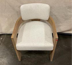 Open Box: Modern Farmhouse Upholstered Dining Armchair - Performance Boucle Oatmeal, Fog