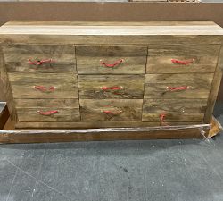 Open Box: Oakleigh 9-Drawer Dresser (71.5"), Traditional Hardware - Heirloom Wheat