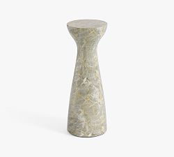 Open Box: Sorrento Round Accent Table (8") - Gray Travertine