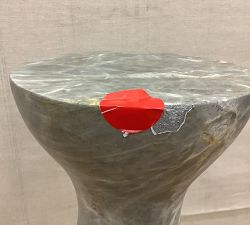 Open Box: Sorrento Round Accent Table (8") - Gray Travertine