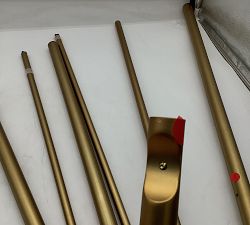 Open Box: Standard Modern Hardware Double Rod &amp; Hidden Connection Wall Bracket (60"-108") - Brass