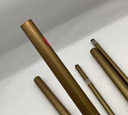 Open Box: Standard Modern Hardware Double Rod &amp; Hidden Connection Wall Bracket (60"-108") - Brass