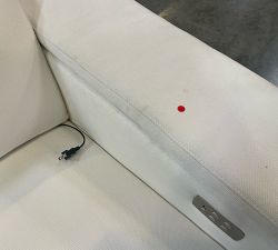 Open Box: Ultra Lounge Square Arm Right Recliner - Performance Heathered Basketweave Ivory