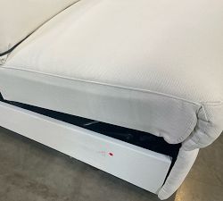 Open Box: Ultra Lounge Square Arm Right Recliner - Performance Heathered Basketweave Ivory