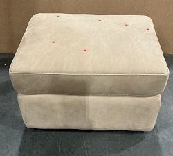 Open Box: Ayden Leather Ottoman - Nubuck Wheat