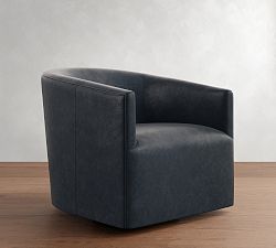 Open Box: Baldwin Leather Swivel Chair - Statesville Indigo