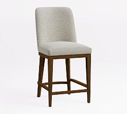 Open Box: Layton Upholstered Counter Stool (25.5") - Performance Heathered Basketweave Dove, Vintage Amber