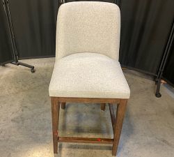 Open Box: Layton Upholstered Counter Stool (25.5") - Performance Heathered Basketweave Dove, Vintage Amber