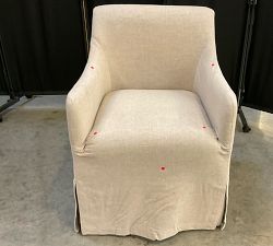 Open Box: Maxine Slope Slipcovered Dining Armchair - Performance Rustic Linen Parchment