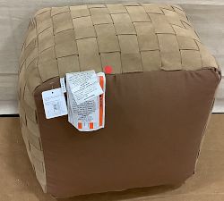 Open Box: Suede Basketweave Pouf - Camel