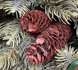 Open Box: Faux New England Pine Garland With Pinecones and Clear Lights (9'), Set of 2