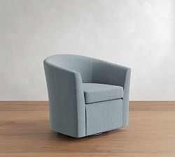 Open Box: Hyde Upholstered Swivel Armchair - Performance Rustic Linen Chambray