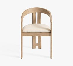 Open Box: Marin Dining Armchair - Performance Heathered Tweed Ivory, Seadrift Frame