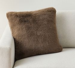 Open Box: Mink Faux Fur Pillow Cover (24") - Mocha