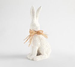 Open Box: Resin Woven Bunny, Standing - White