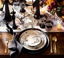 Midnight Manor Embroidered Cotton Table Runner